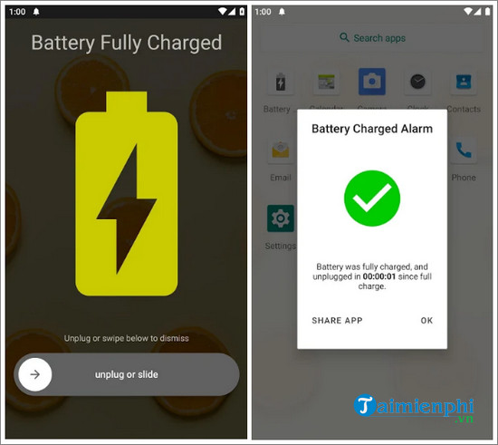 full battery charge alarm