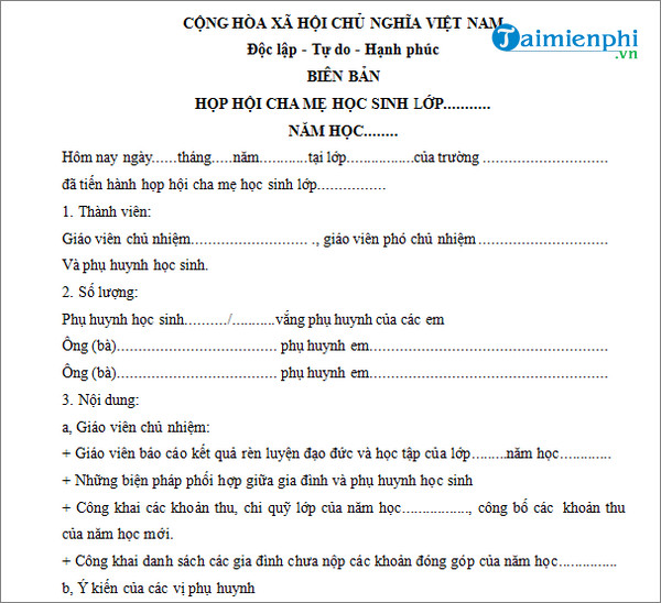 mau bien ban hop phu huynh