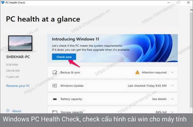 tai windows pc health check