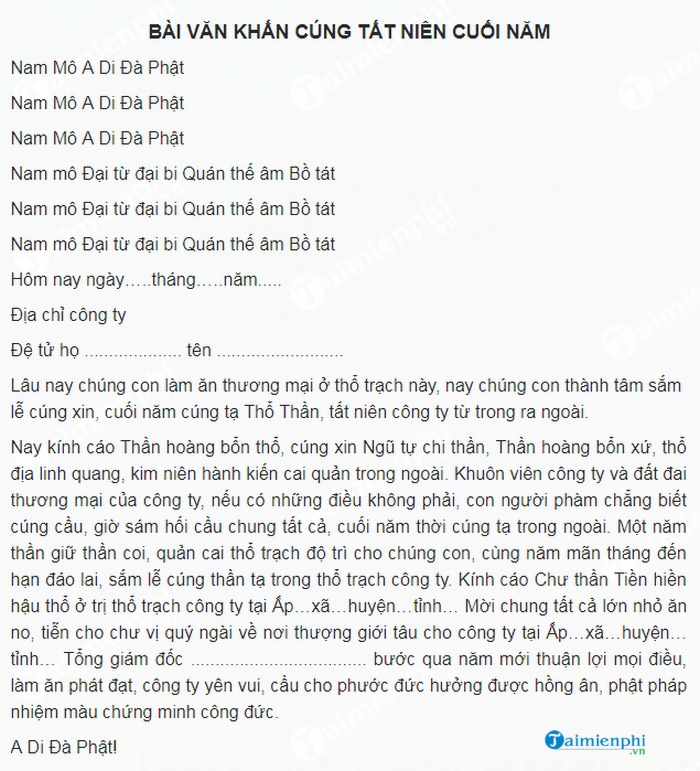 van khan tat nien tai co quan