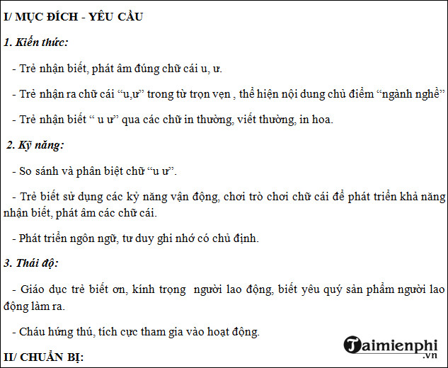 Giao an lam quen chu u, u