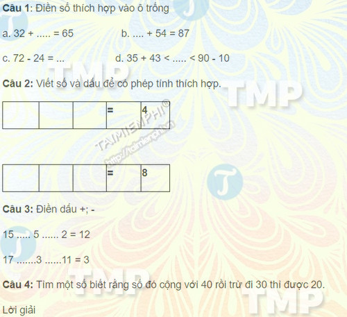 bo de on tap mon toan lop 2