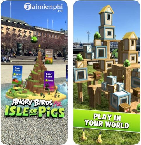 angry birds ar isle of pigs