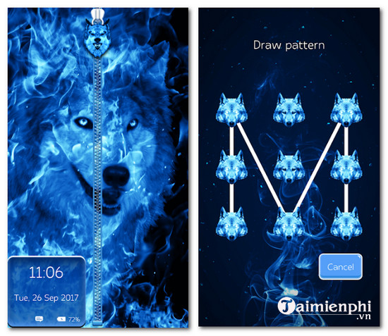 ice fire wolf lock screen zipper