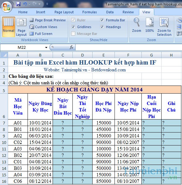 ham if ket hop ham hlookup