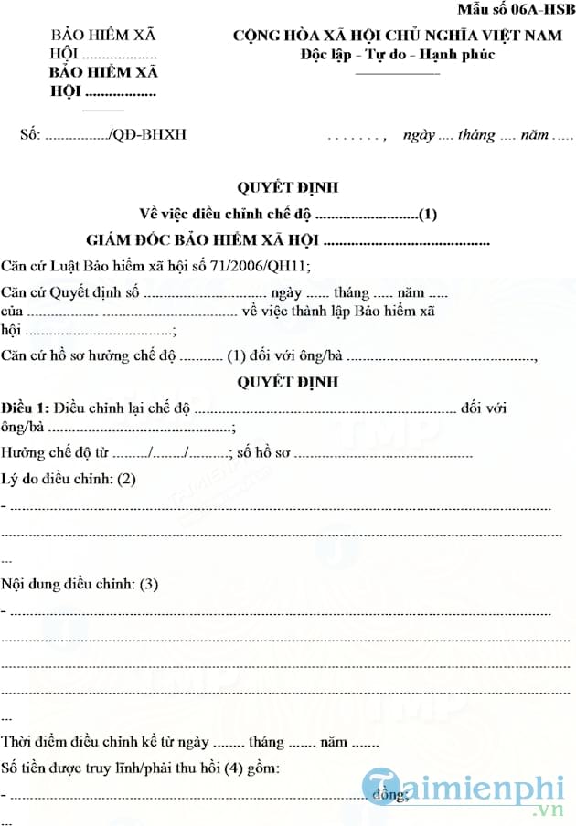 Quyết định về việc điều chỉnh chế độ bảo hiểm xã hội