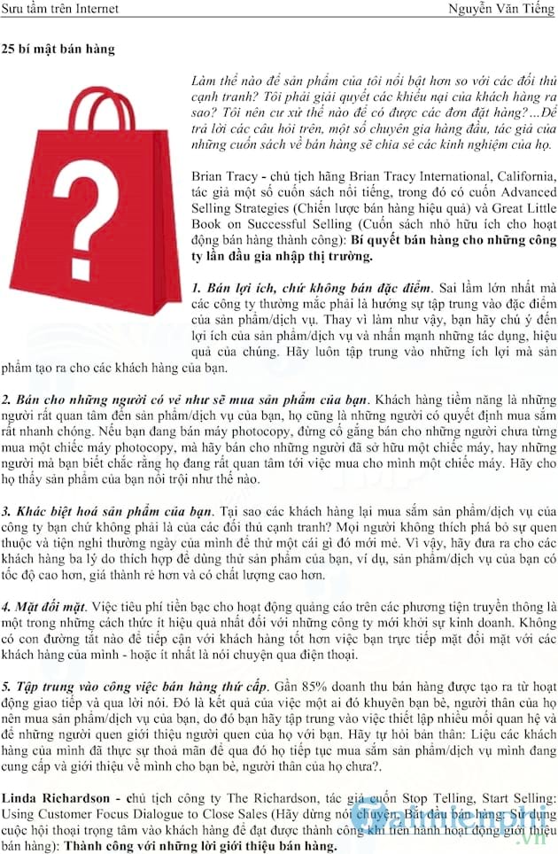 25 bí mật bán hàng