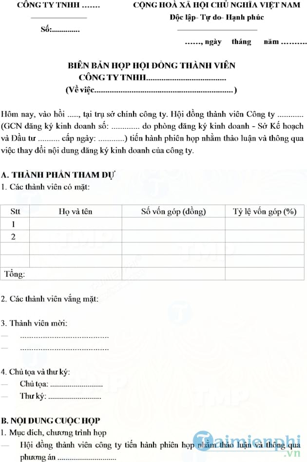 Biên bản họp hội đồng