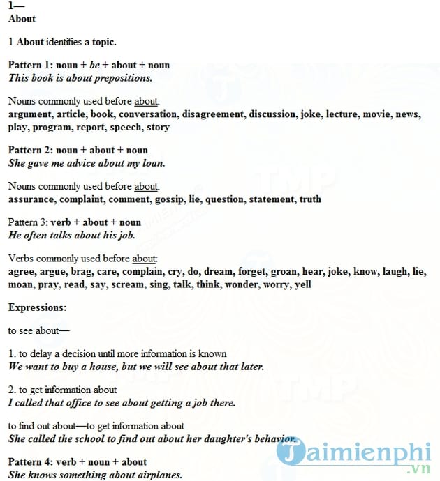 Giới từ tiếng Anh