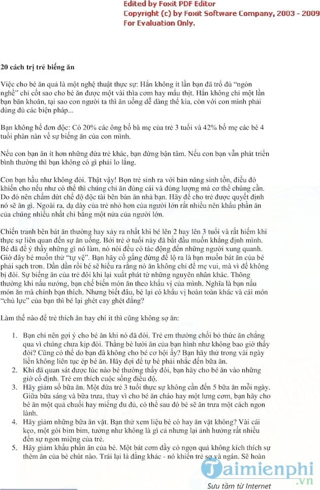 Cách trị trẻ biếng ăn