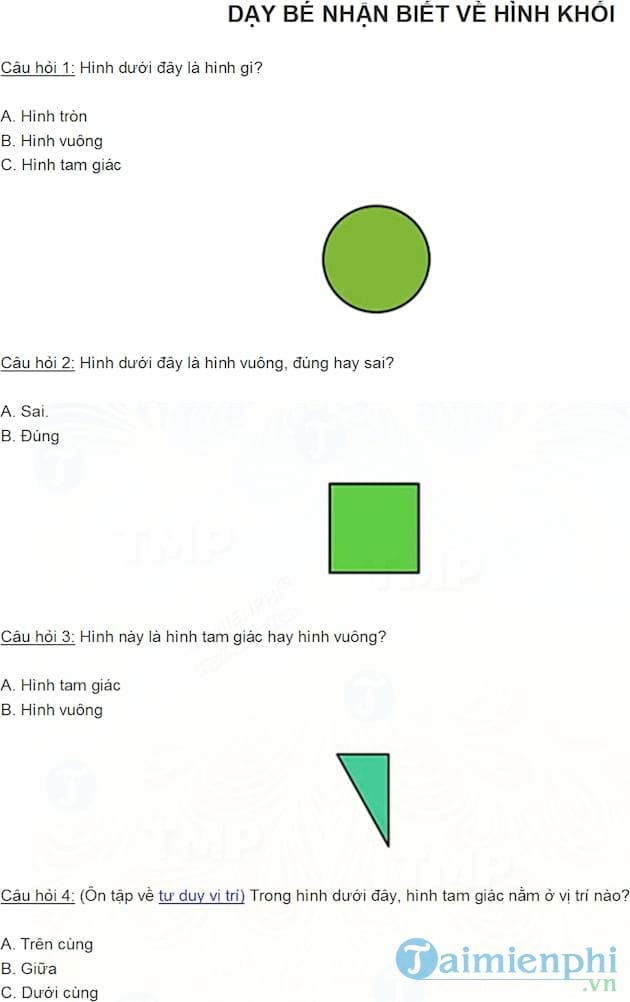 Dạy bé phân biệt hình khối