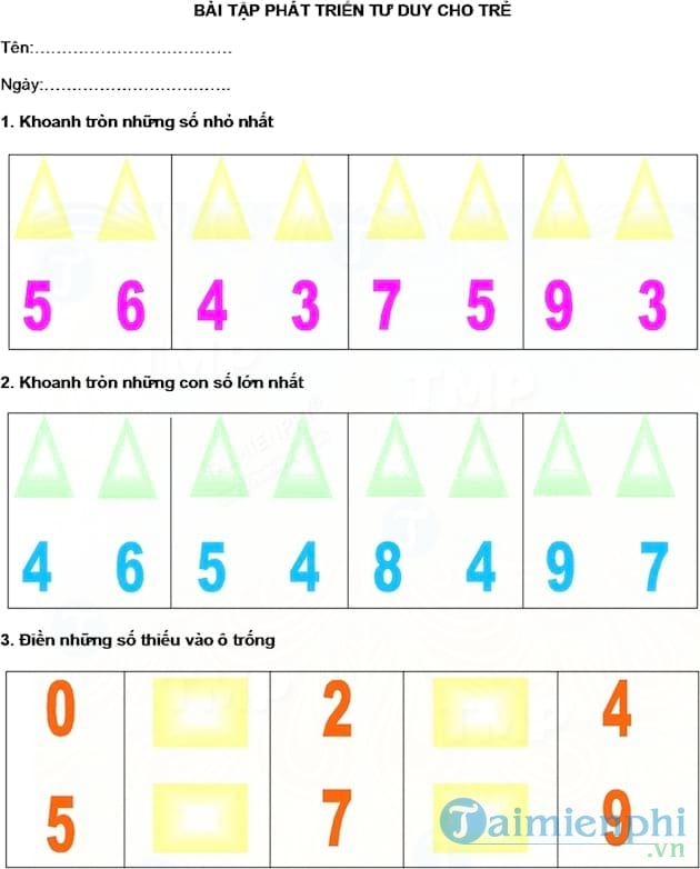 Tập phát triển tư duy cho trẻ