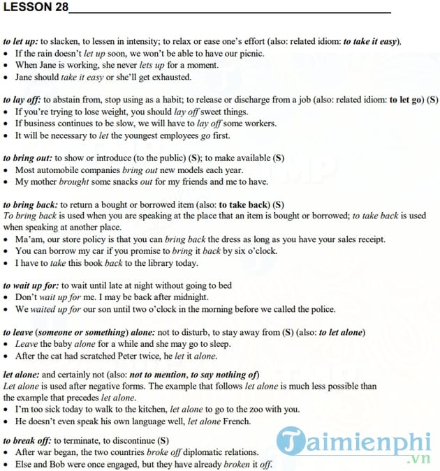 Học Tiếng Anh qua Idioms (Trình độ Advanced)