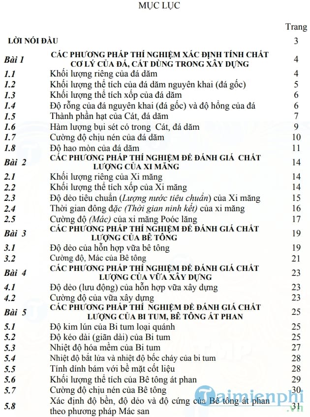 Tài liệu thí nghiệm vật liệu xây dựng