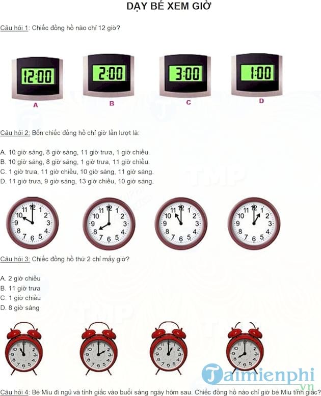 Dạy bé xem giờ