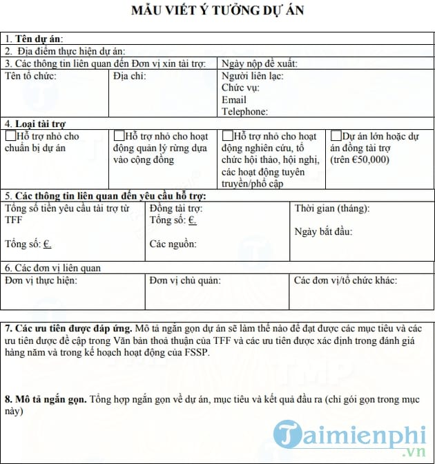 Mẫu viết ý tưởng dự án