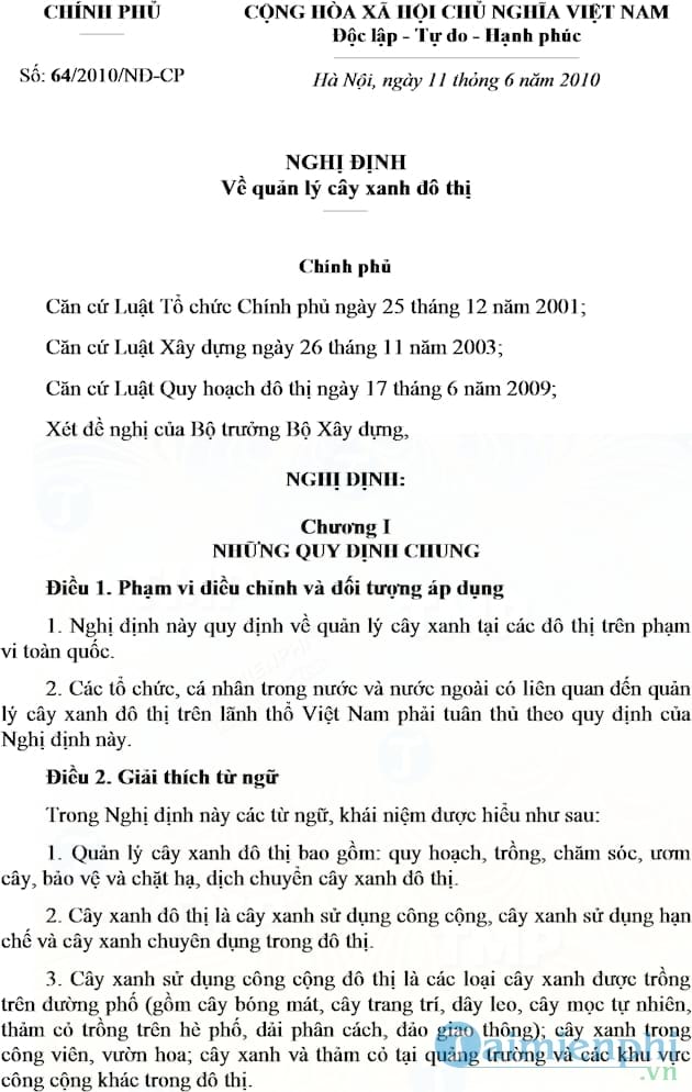 Nghị định số 64/2010/NĐ CP