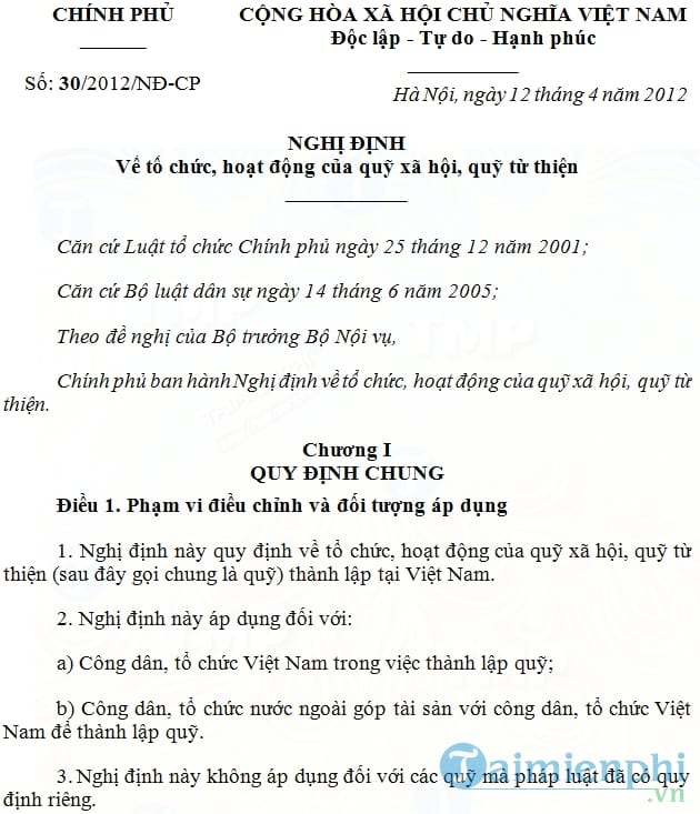 Nghị định số 30/2012/NĐ CP