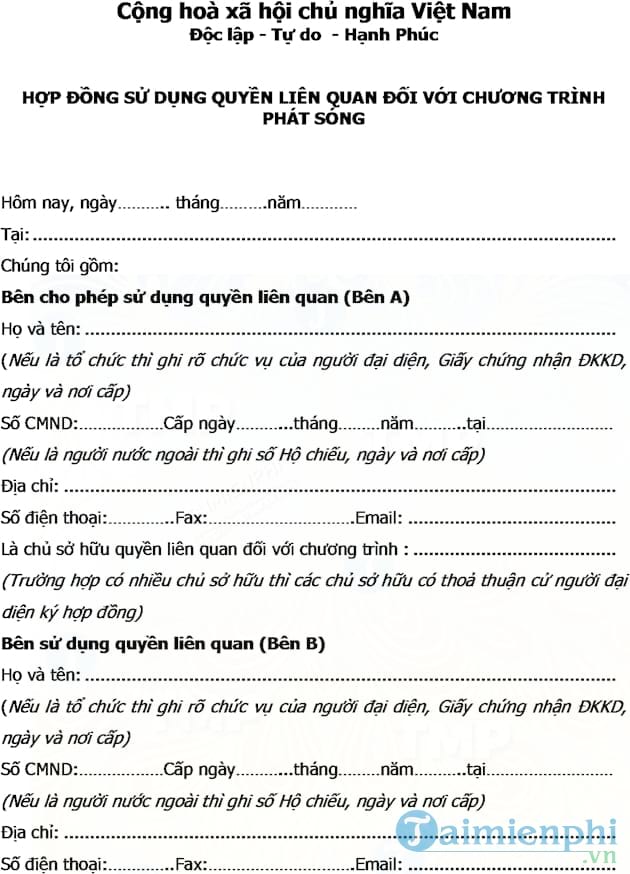 Hợp đồng sử dụng quyền liên quan đối với chương trình phát sóng