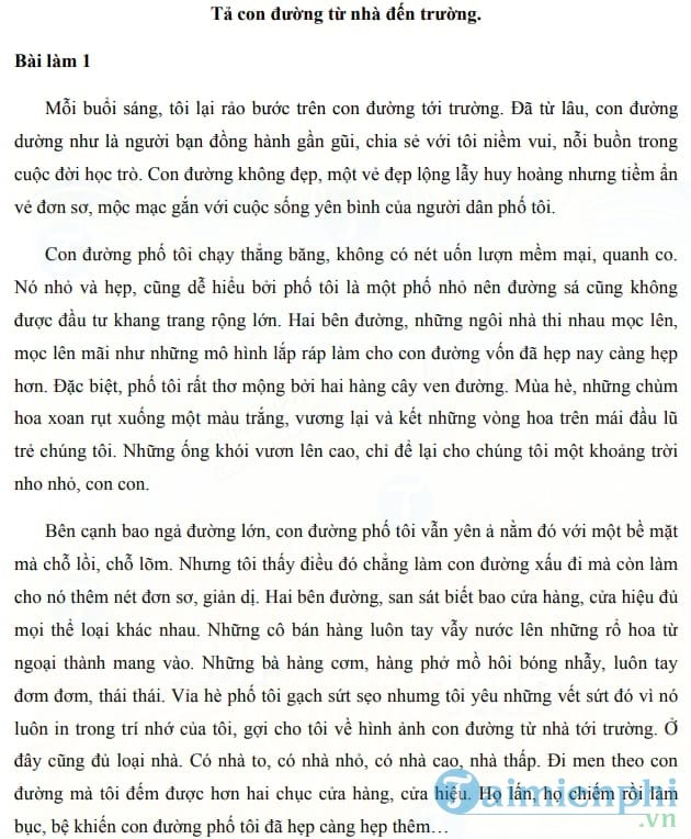Tả con đường từ nhà đến trường lớp 5