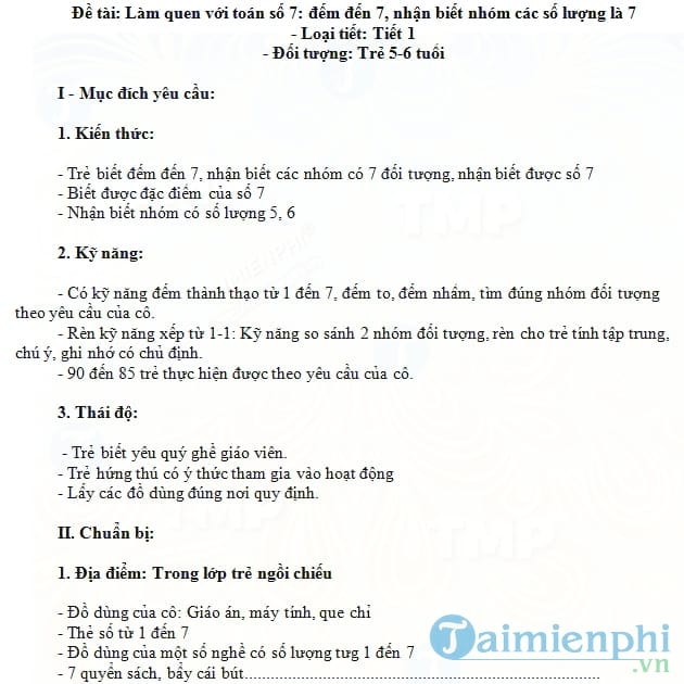 Giáo án LQVT đếm đến 7
