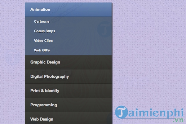 Vertical accordion menu