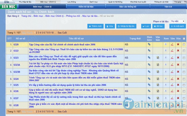 Phần mềm quản lý hồ sơ lưu trữ eFile