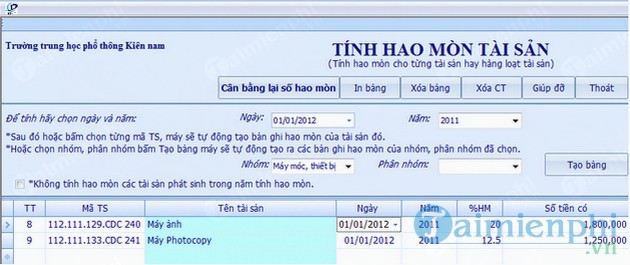 Phần mềm quản lý tài sản QLTS DTSoft