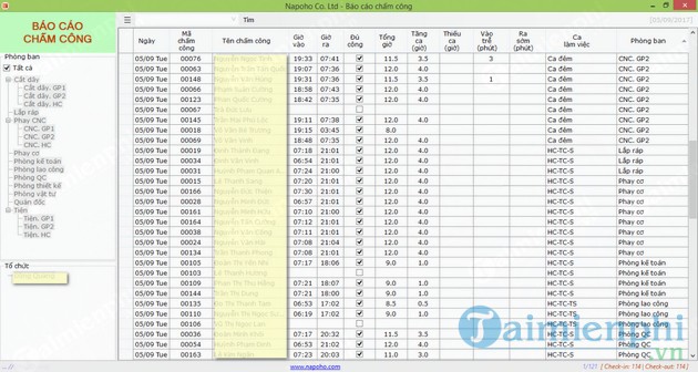 Phần mềm chấm công Napoho