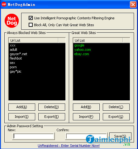 Download NetDog Internet Filter