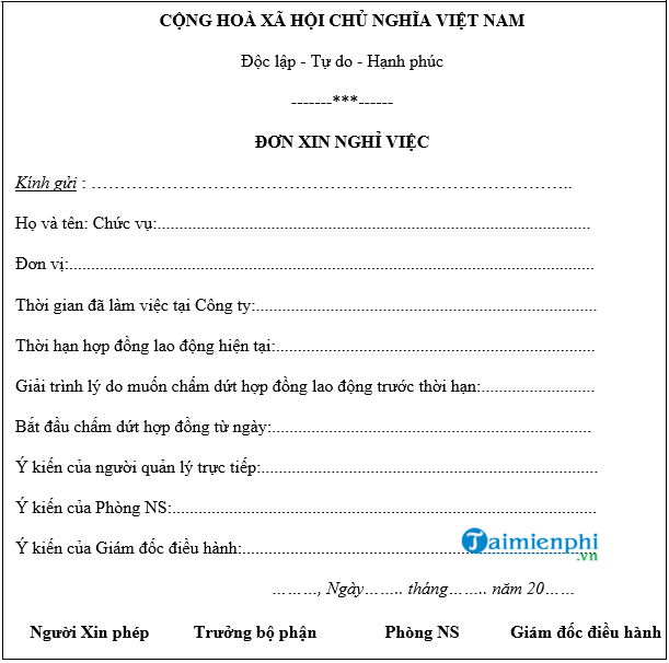 don xin thoi viec moi nhat