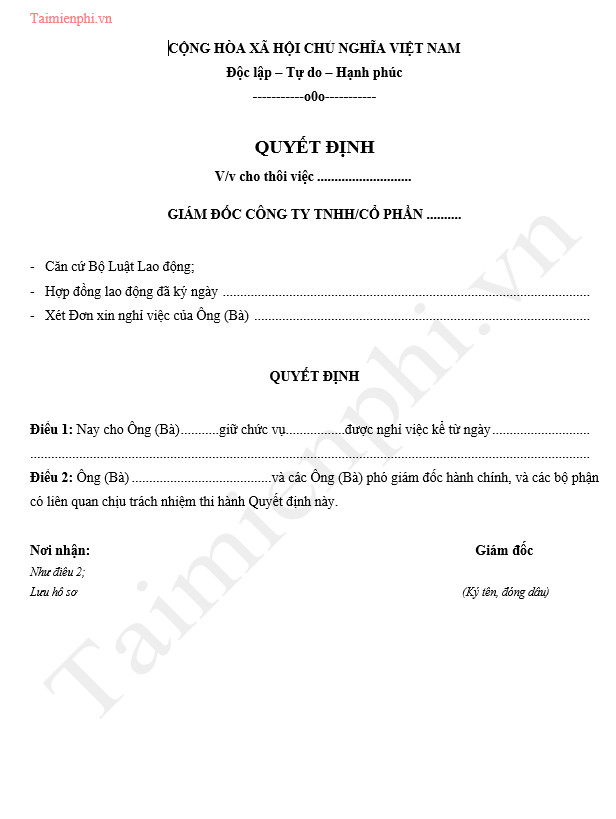 mau quyet dinh thoi viec bieu mau