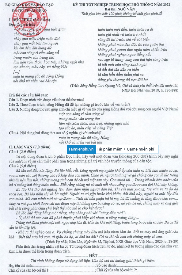 de thi ngu van tot nghiep thpt quoc gia 2022