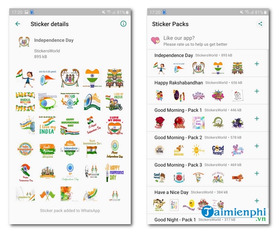 tai good morning stickers for whatsapp