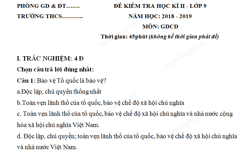 de thi hoc ki 2 giao duc cong dan