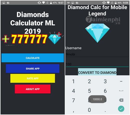 tải Diamonds Calculator For Fire Free
