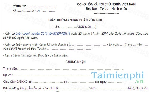 Giấy chứng nhận góp vốn