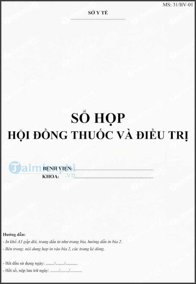 Mẫu sổ họp hội đồng thuốc và điều trị