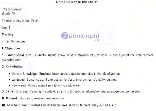 Giáo án tiếng Anh lớp 10