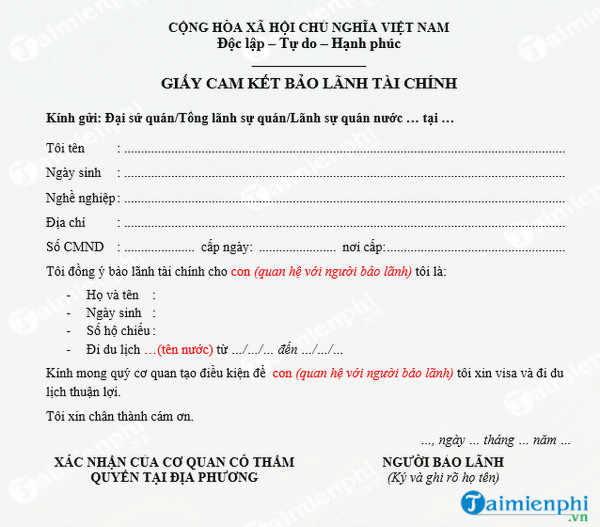 mau giay cam ket bao lanh tai chinh