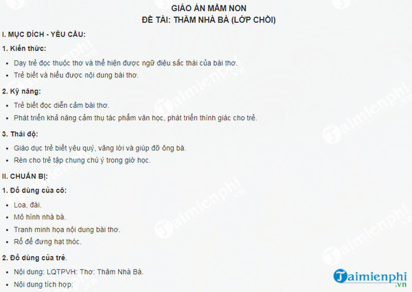 giao an mam non tham nha ba